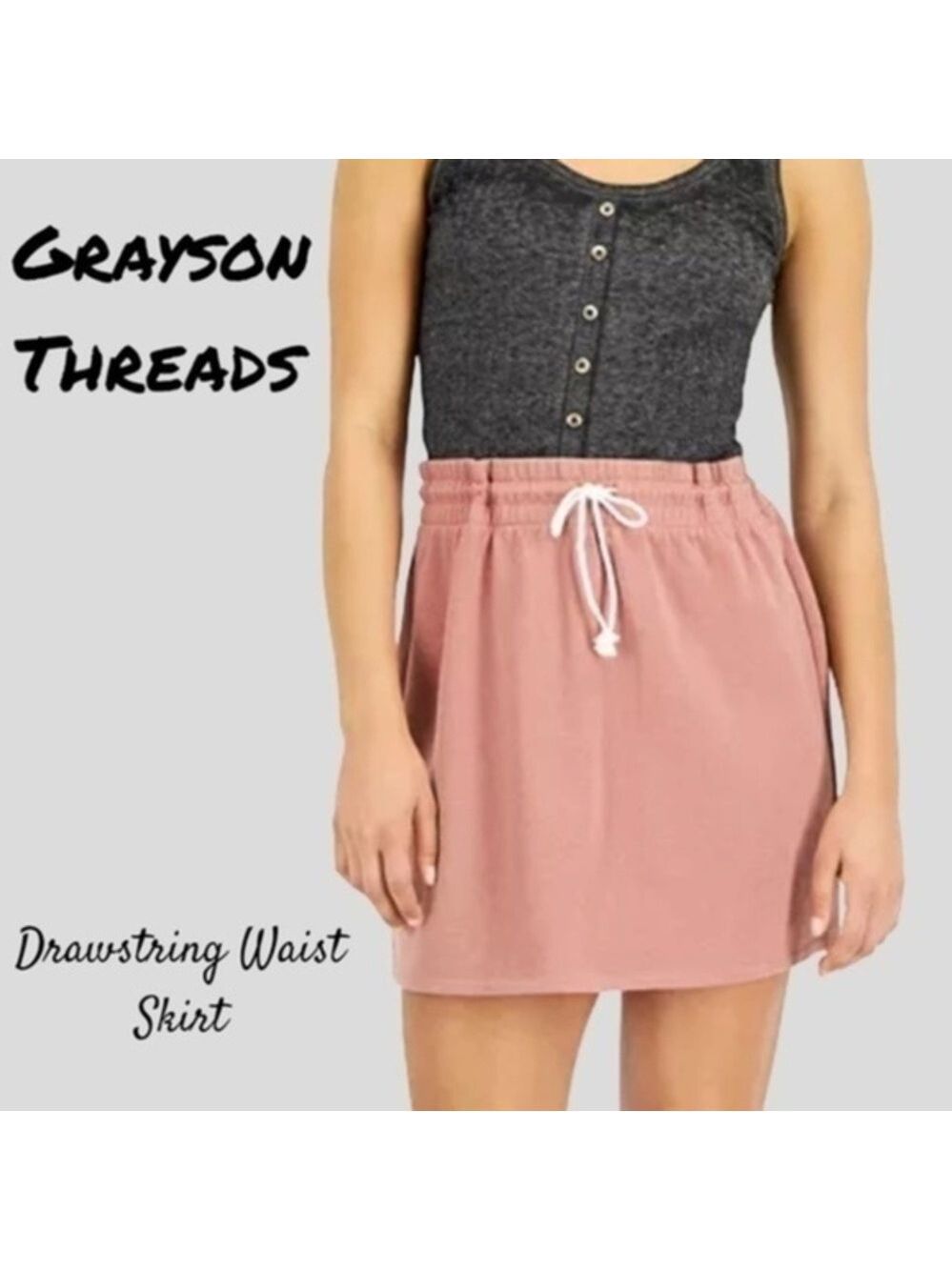 GRAYSON THREADS Black Label NWT Juniors' Drawstring-Waist Skirt